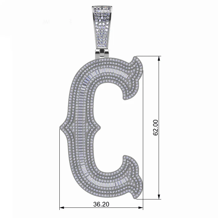 BAGUETTE MOISSANITE DIAMOND LETTER INITIAL PENDANT NECKLACE IN STERLING SILVER - Image 7