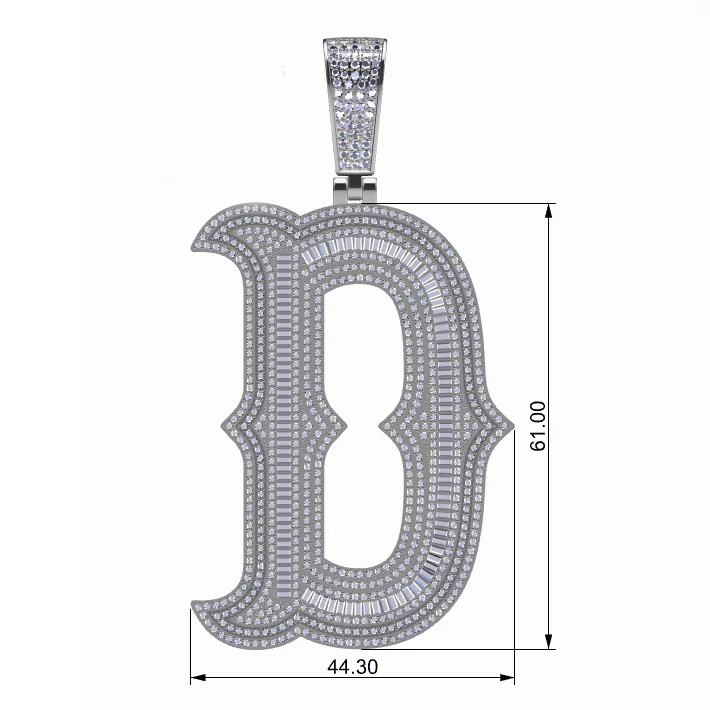 BAGUETTE MOISSANITE DIAMOND LETTER INITIAL PENDANT NECKLACE IN STERLING SILVER - Image 8