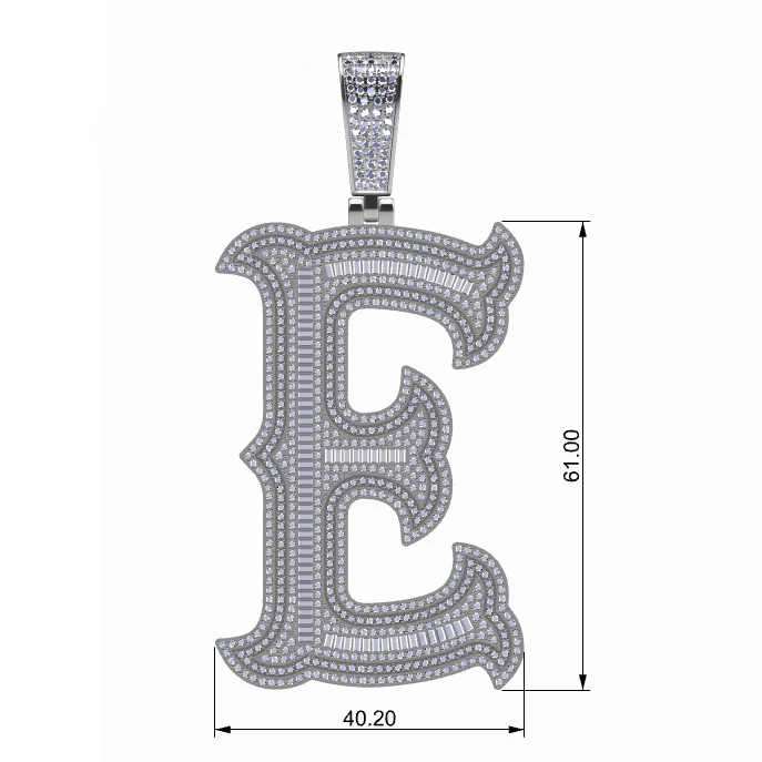 BAGUETTE MOISSANITE DIAMOND LETTER INITIAL PENDANT NECKLACE IN STERLING SILVER - Image 9