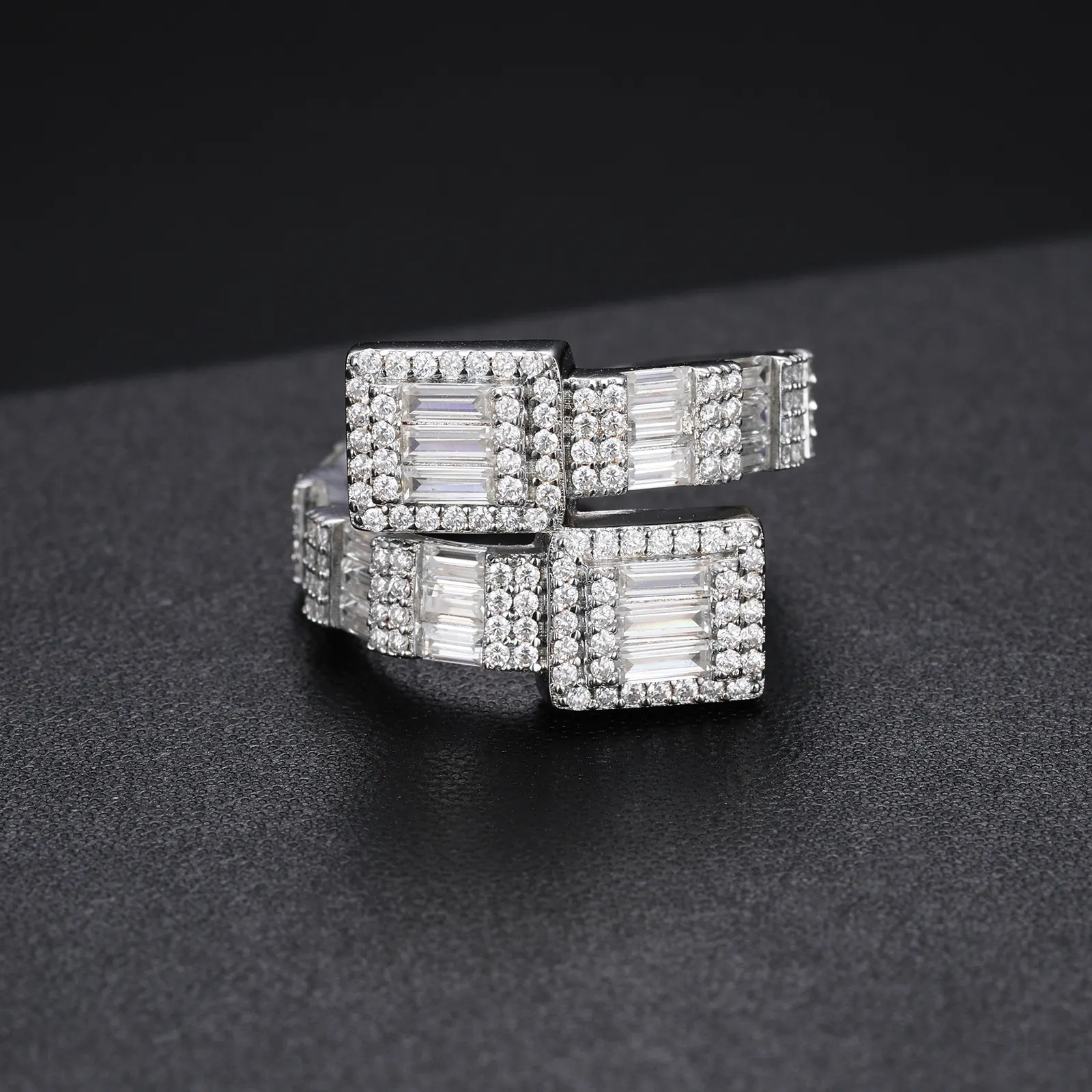 BAGUETTE MOISSANITE DIAMOND RING IN STERLING SILVER - Image 3