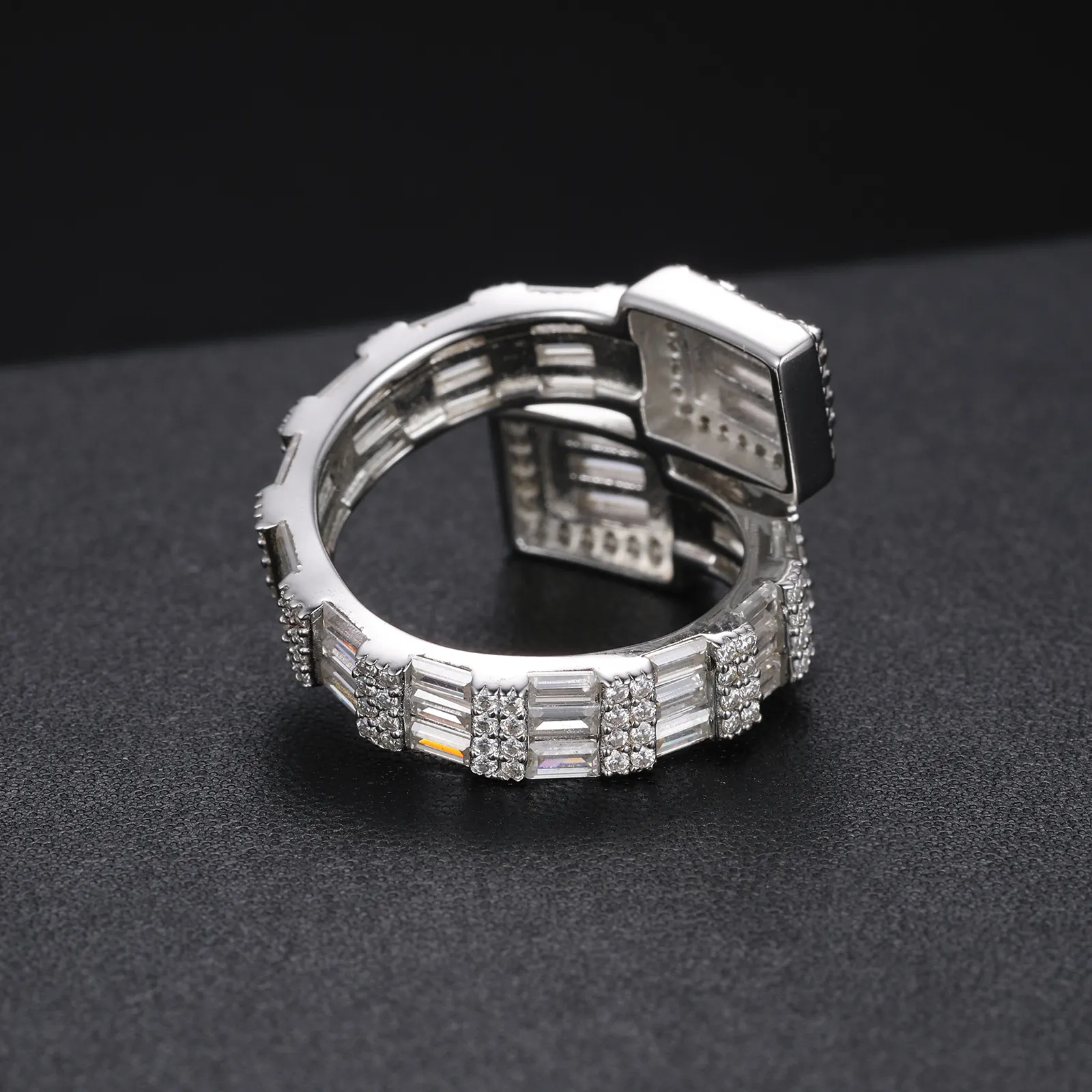 BAGUETTE MOISSANITE DIAMOND RING IN STERLING SILVER - Image 4