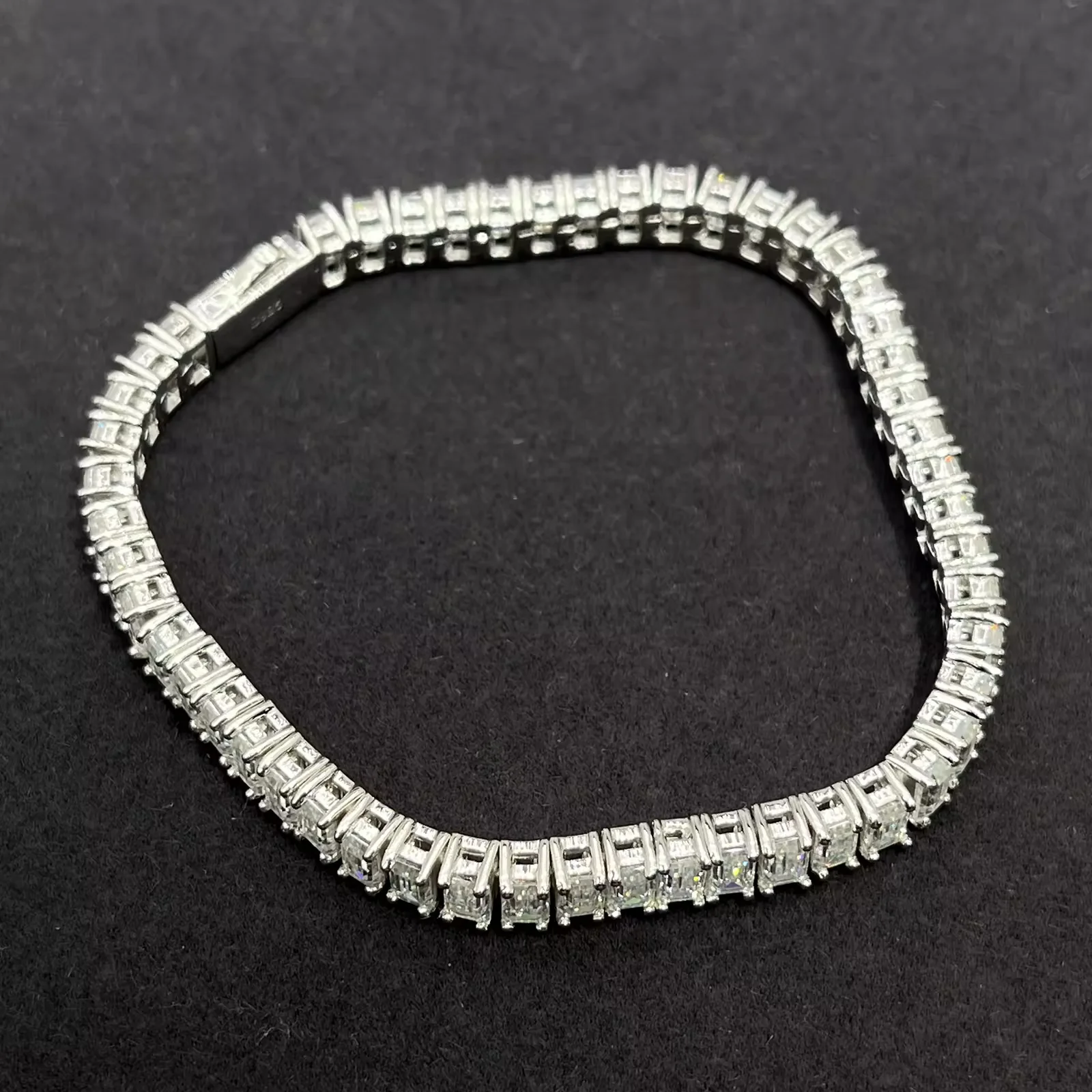 BAGUETTE MOISSANITE DIAMOND TENNIS BRACELET IN STERLING SILVER - Image 3