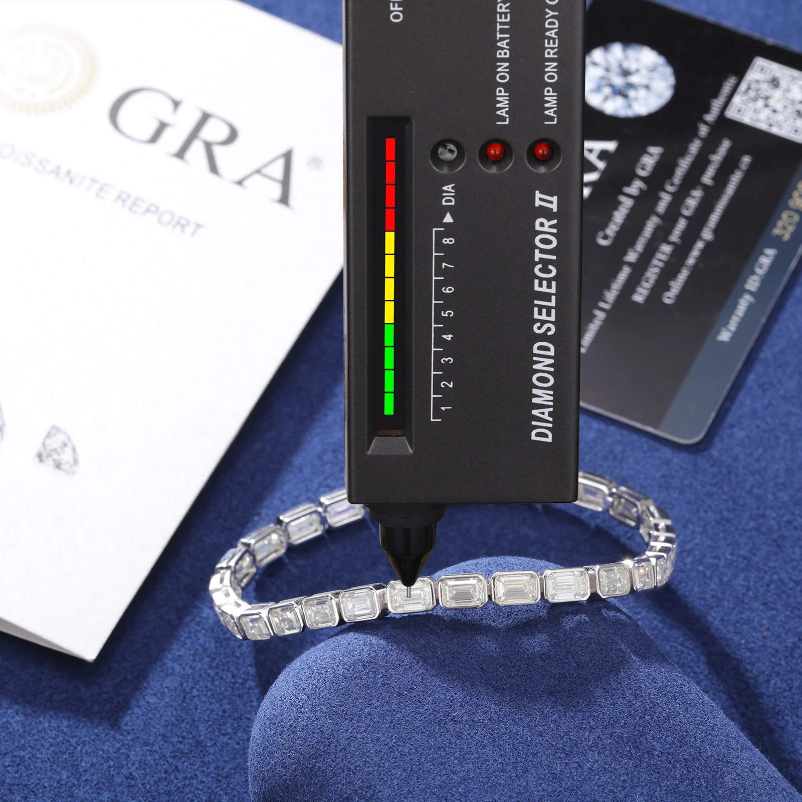 BAGUETTE MOISSANITE DIAMOND TENNIS BRACELET IN STERLING SILVER {STYLE 2} - Image 5