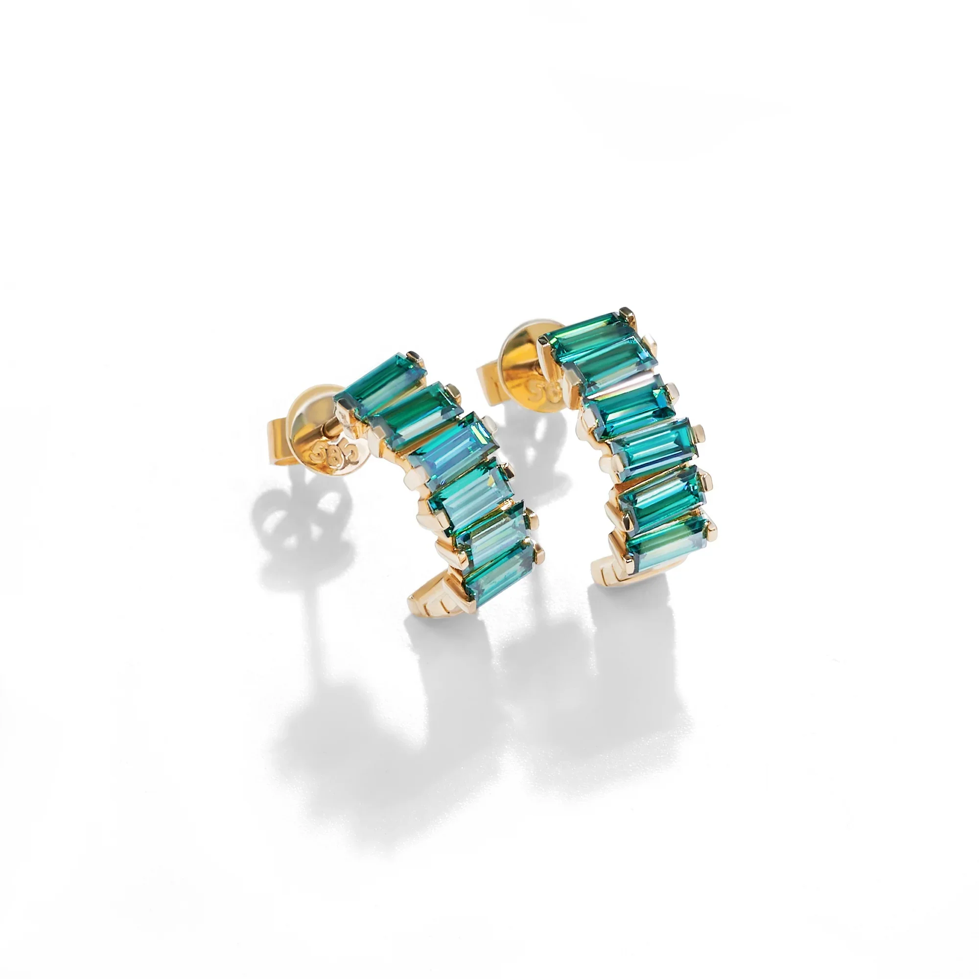 BAGUETTE MOISSANITE HOOP EARRINGS IN SOLID GOLD - Image 5