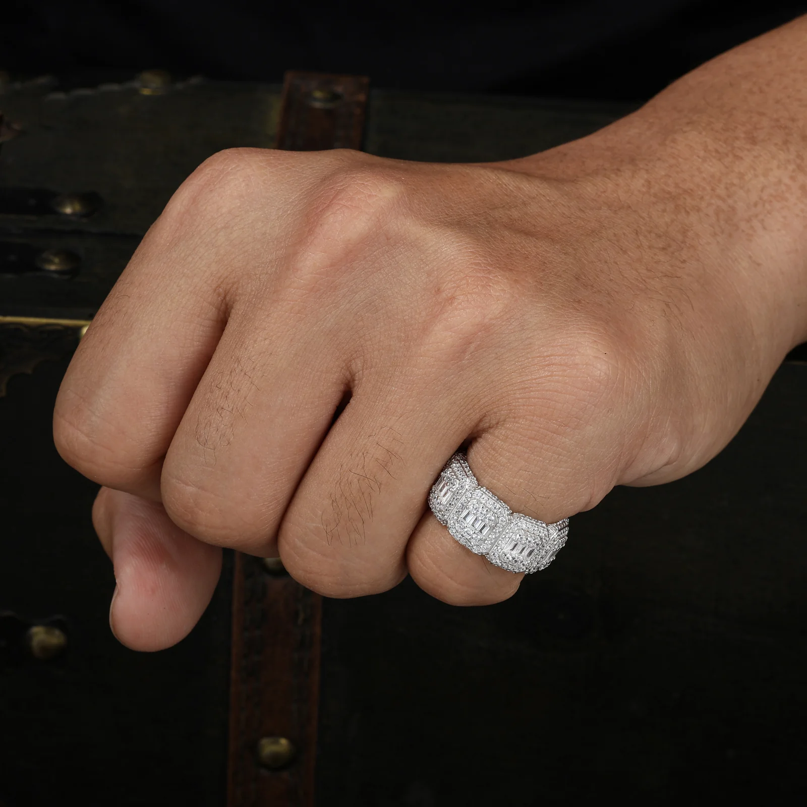 BAGUETTE MOISSANITE ICE CANDY RING IN STERLING SILVER - Image 2