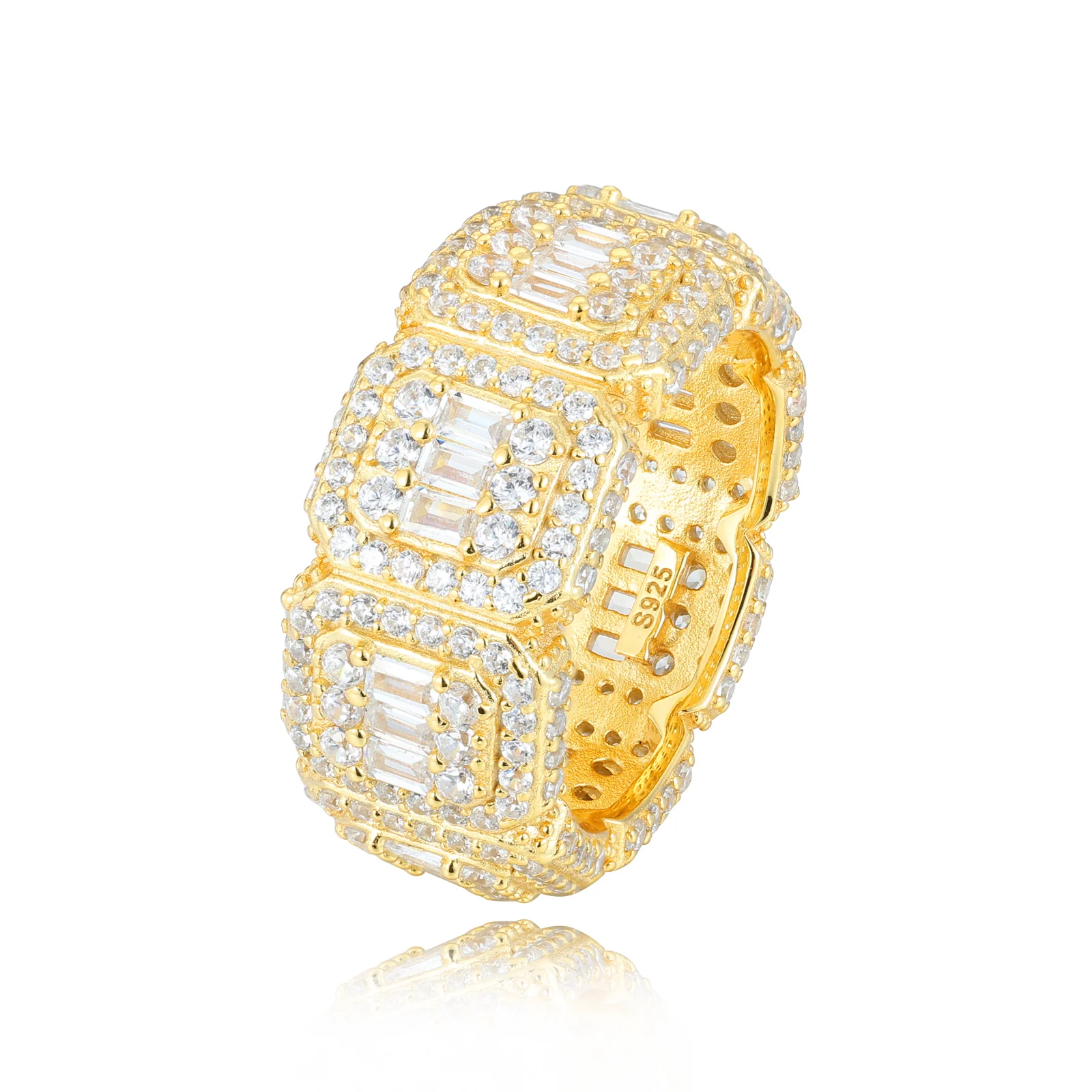 BAGUETTE MOISSANITE ICE CANDY RING IN STERLING SILVER - Image 5