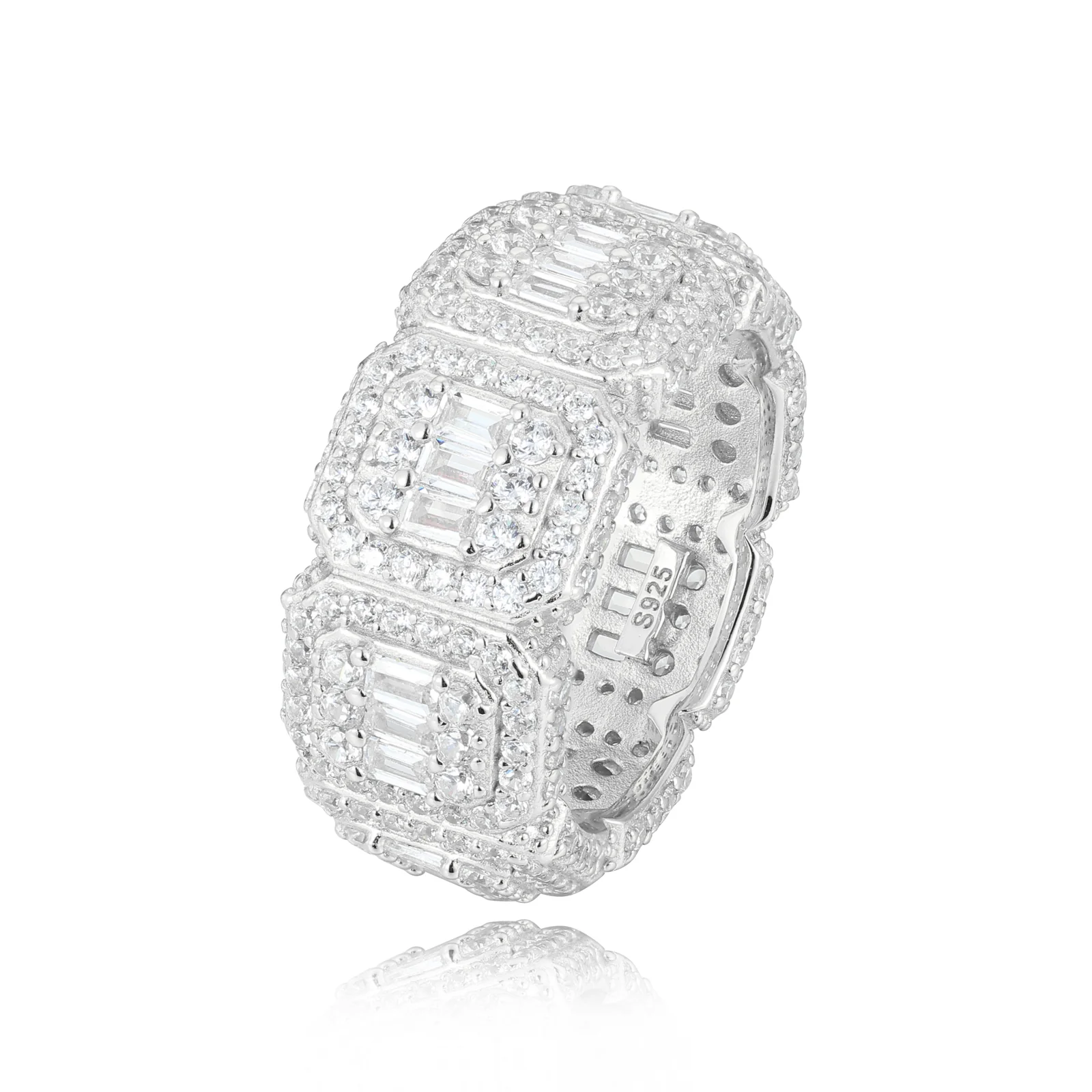 BAGUETTE MOISSANITE ICE CANDY RING IN STERLING SILVER - Image 6