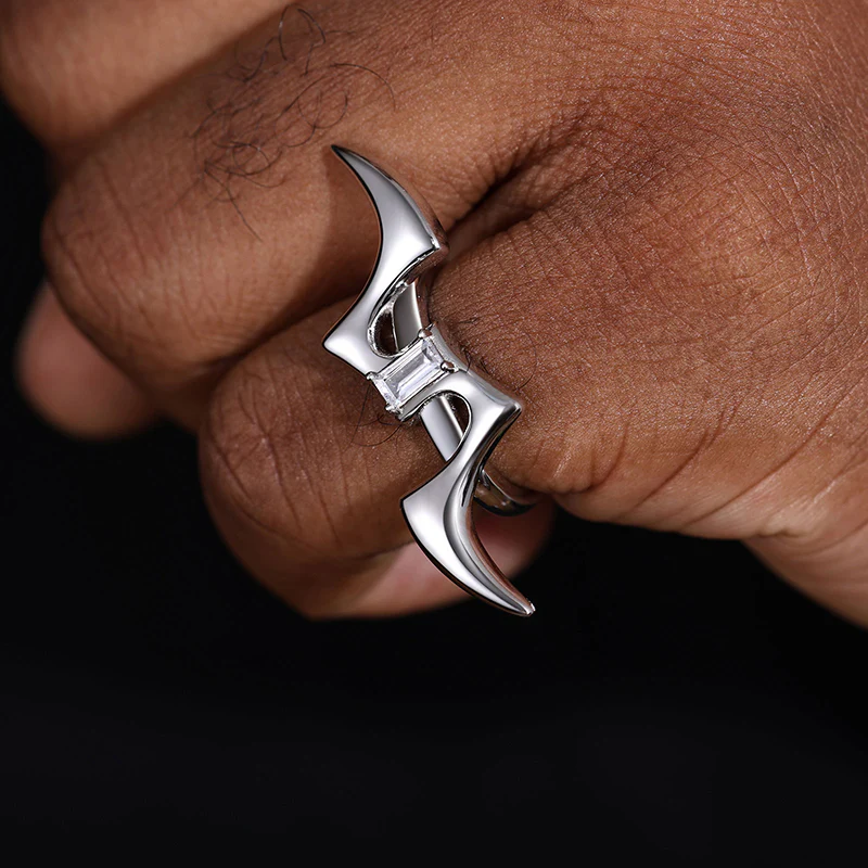 BAGUETTE MOISSANITE LIGHTNING RING IN STERLING SILVER - Image 3