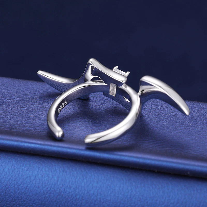 BAGUETTE MOISSANITE LIGHTNING RING IN STERLING SILVER - Image 4