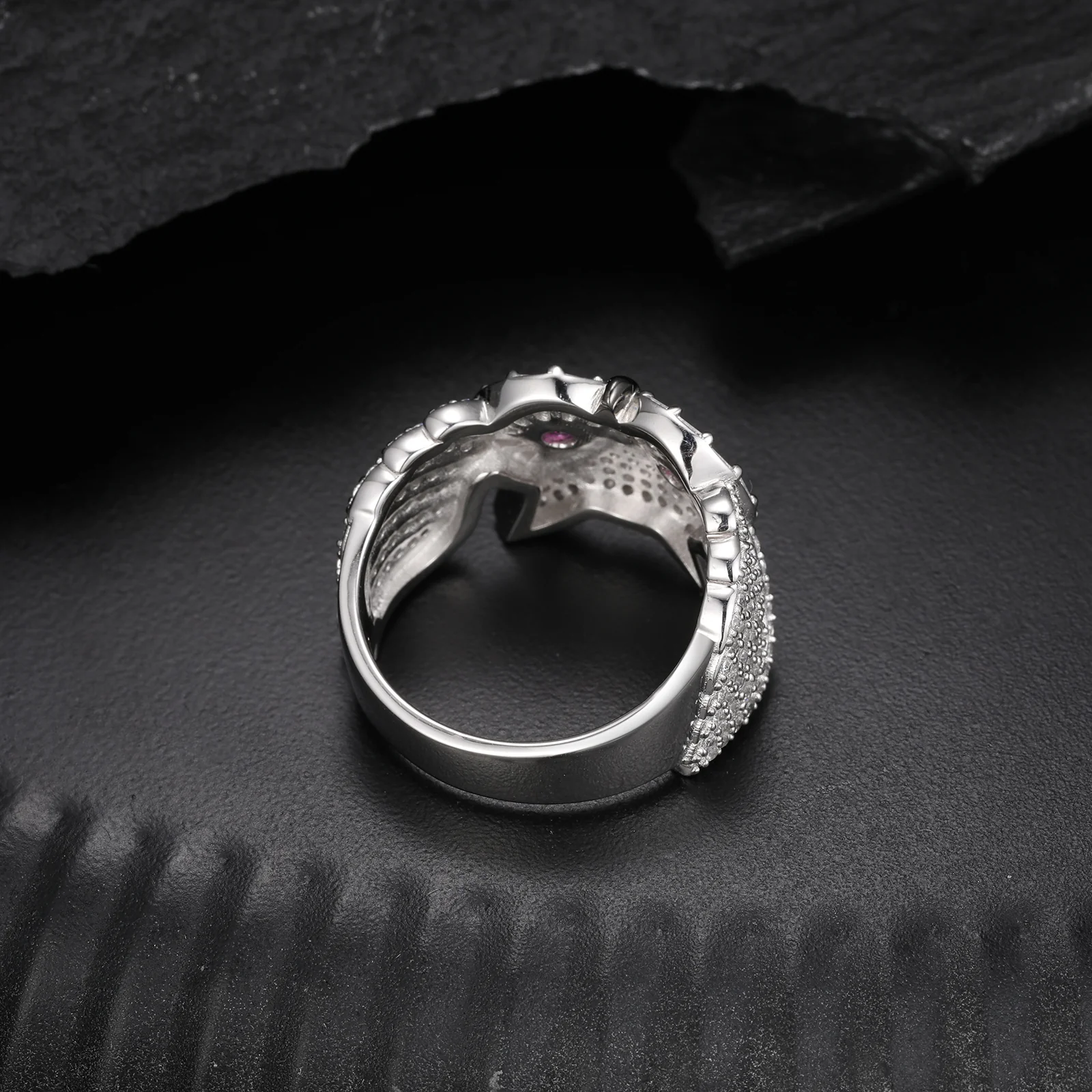 BAGUETTE MOISSANITE OWL RING IN STERLING SILVER - Image 5