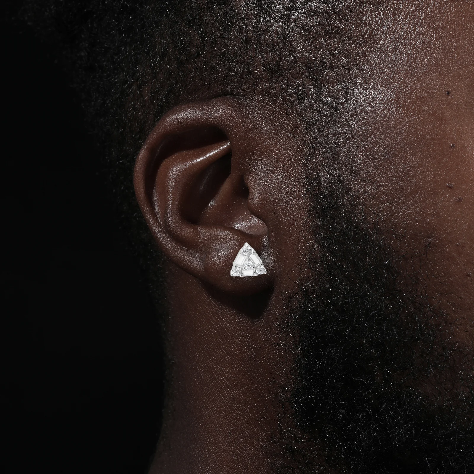 BAGUETTE MOISSANITE TRIANGLE STUD EARRINGS - Image 2