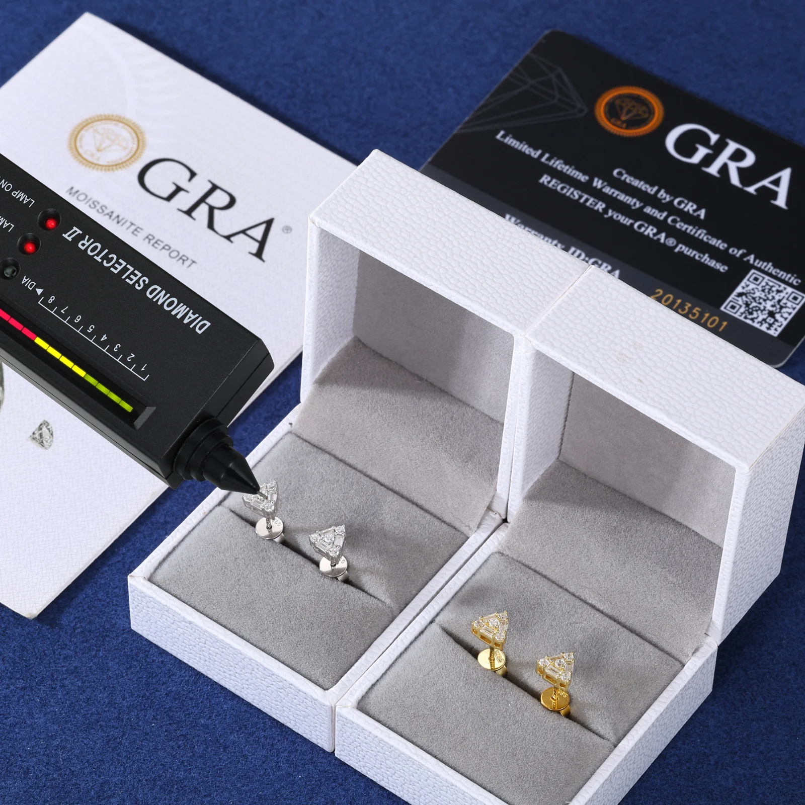 BAGUETTE MOISSANITE TRIANGLE STUD EARRINGS - Image 3