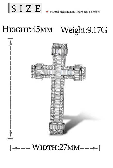 BAGUETTE RINGED MOISSANITE CROSS PENDANT IN STERLING SILVER - Image 7