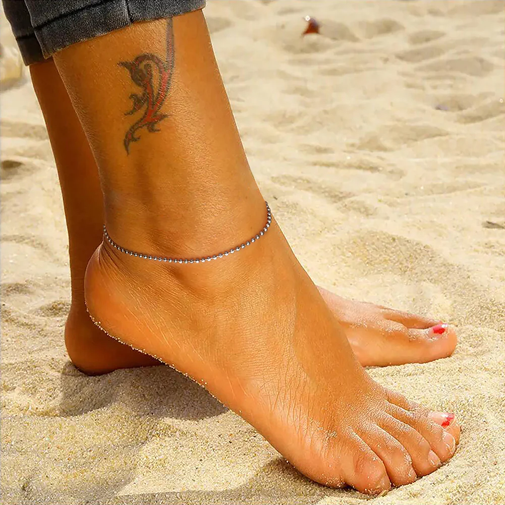 BALL BEAD ANKLET IN STERLING SILVER - Image 3