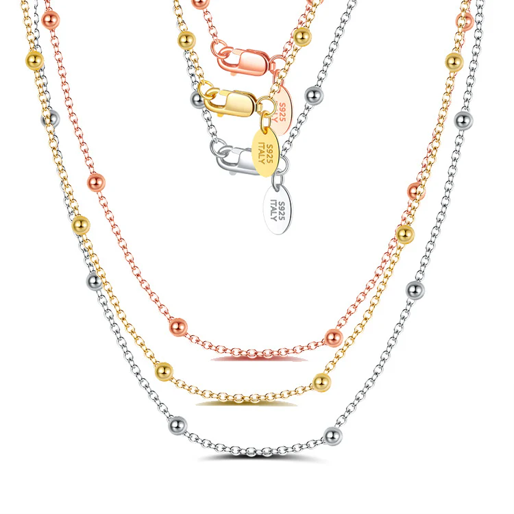 BALL BEAD CABLE CHAIN NECKLACE IN STERLING SILVER - Image 3