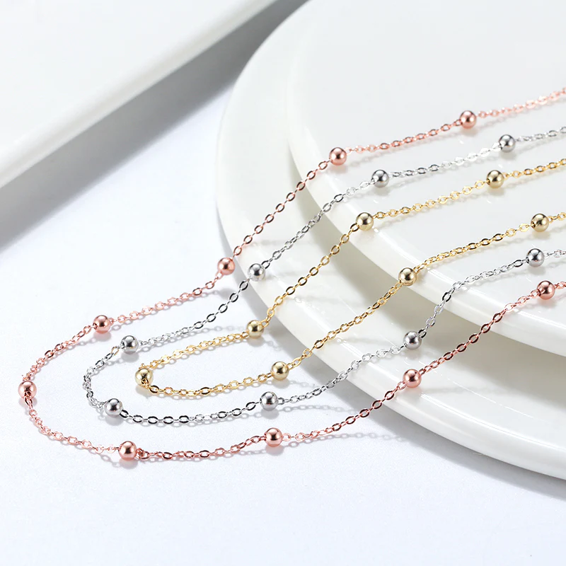 BALL BEAD CABLE CHAIN NECKLACE IN STERLING SILVER - Image 4
