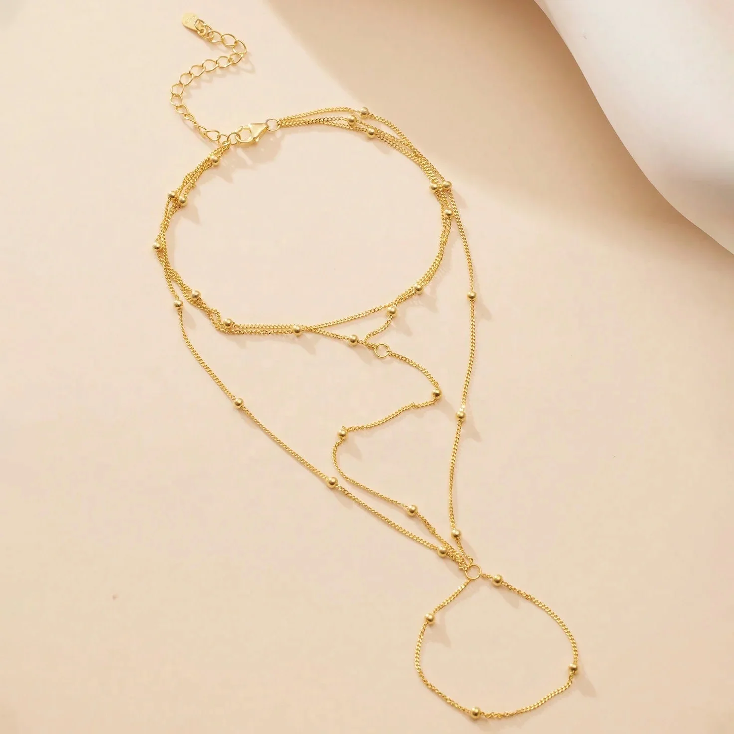 BALL BEAD CLASSIC HAND CHAIN BRACELET IN STERLING SILVER - Image 5