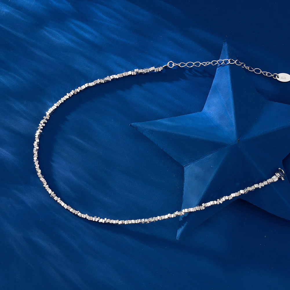 BEAD NUGGETS DAINTY BRACELET ANKLET IN STERLING SILVER - Image 4
