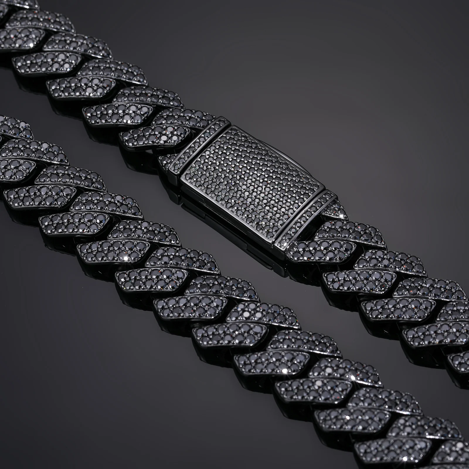 BLACK GOLD MOISSANITE CUBAN LINK CHAIN NECKLACE/BRACELET IN STERLING SILVER - Image 3