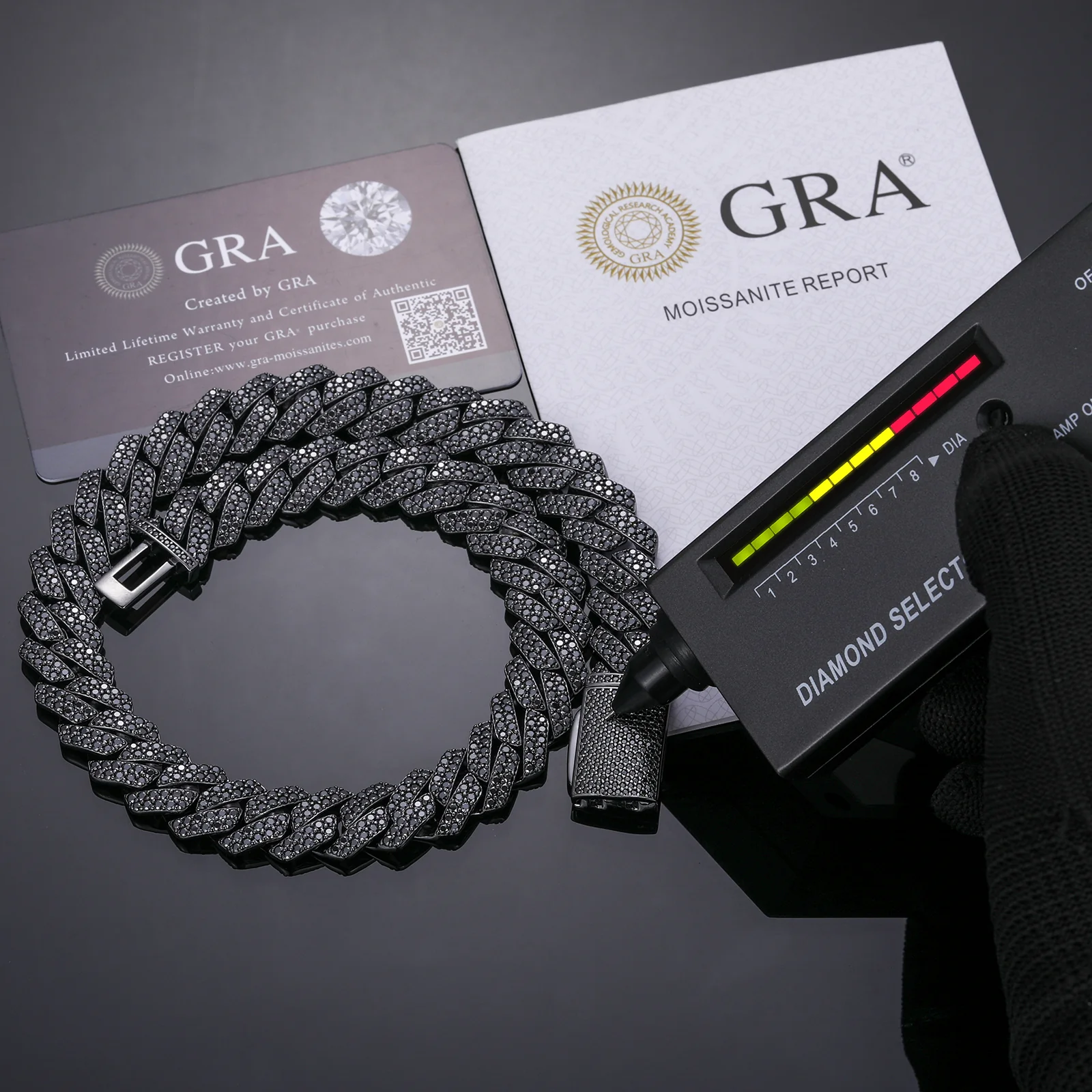 BLACK GOLD MOISSANITE CUBAN LINK CHAIN NECKLACE/BRACELET IN STERLING SILVER - Image 5