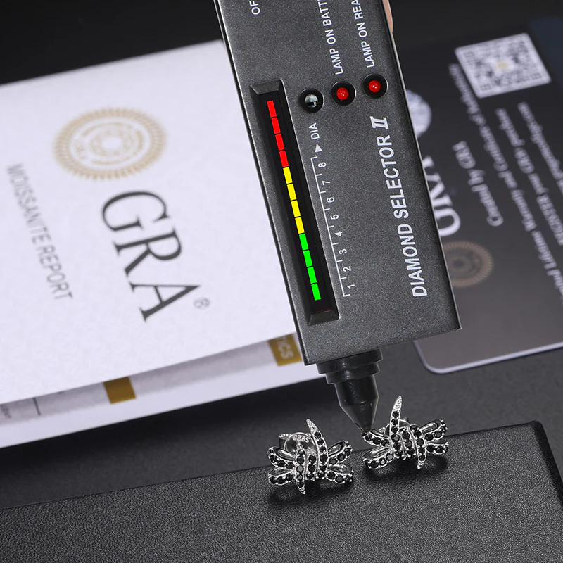 BLACK MOISSANITE KNOT SHAPE STUD EARRINGS IN STERLING SILVER - Image 4