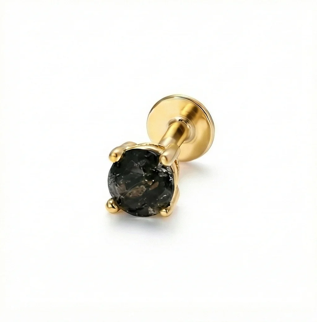 BLACK QUARTZ EAR STUDS IN STERLING SILVER - Image 11