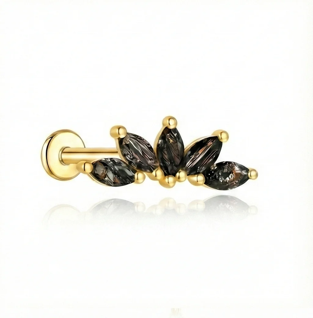 BLACK QUARTZ EAR STUDS IN STERLING SILVER - Image 12