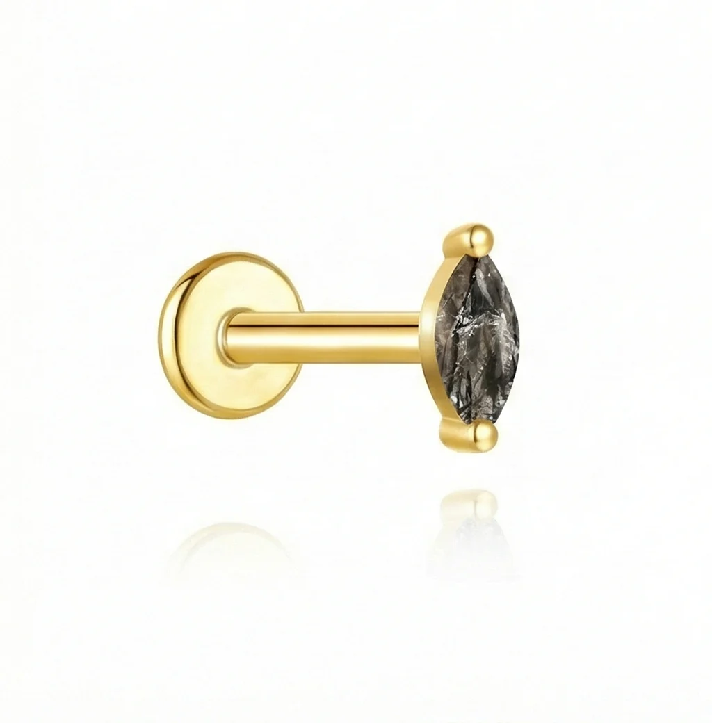 BLACK QUARTZ EAR STUDS IN STERLING SILVER - Image 15