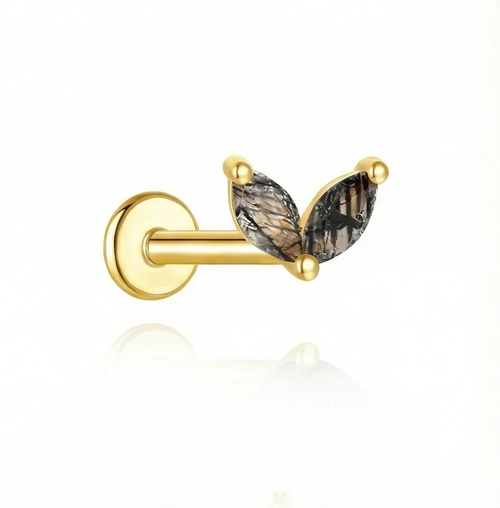 BLACK QUARTZ EAR STUDS IN STERLING SILVER - Image 16