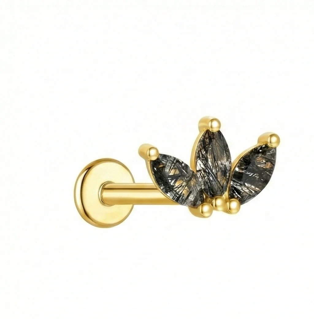 BLACK QUARTZ EAR STUDS IN STERLING SILVER - Image 17