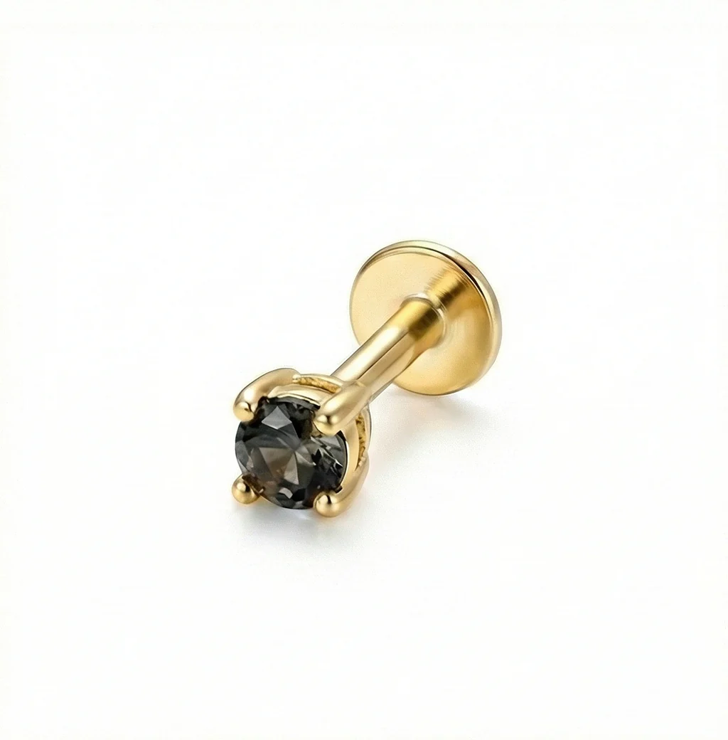 BLACK QUARTZ EAR STUDS IN STERLING SILVER - Image 9