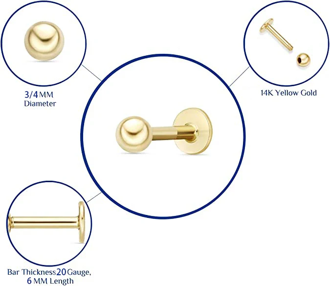 BLING BALL PIERCING IN SOLID GOLD - Image 4