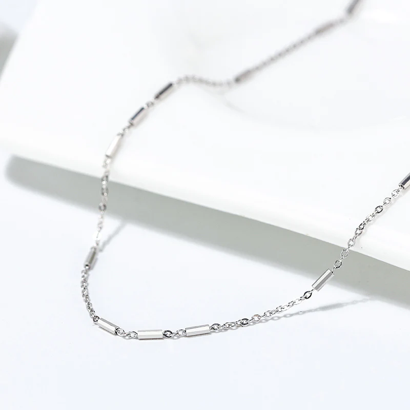 ITALIAN CABLE BAR CHAIN NECKLACE IN STERLING SILVER - Image 3