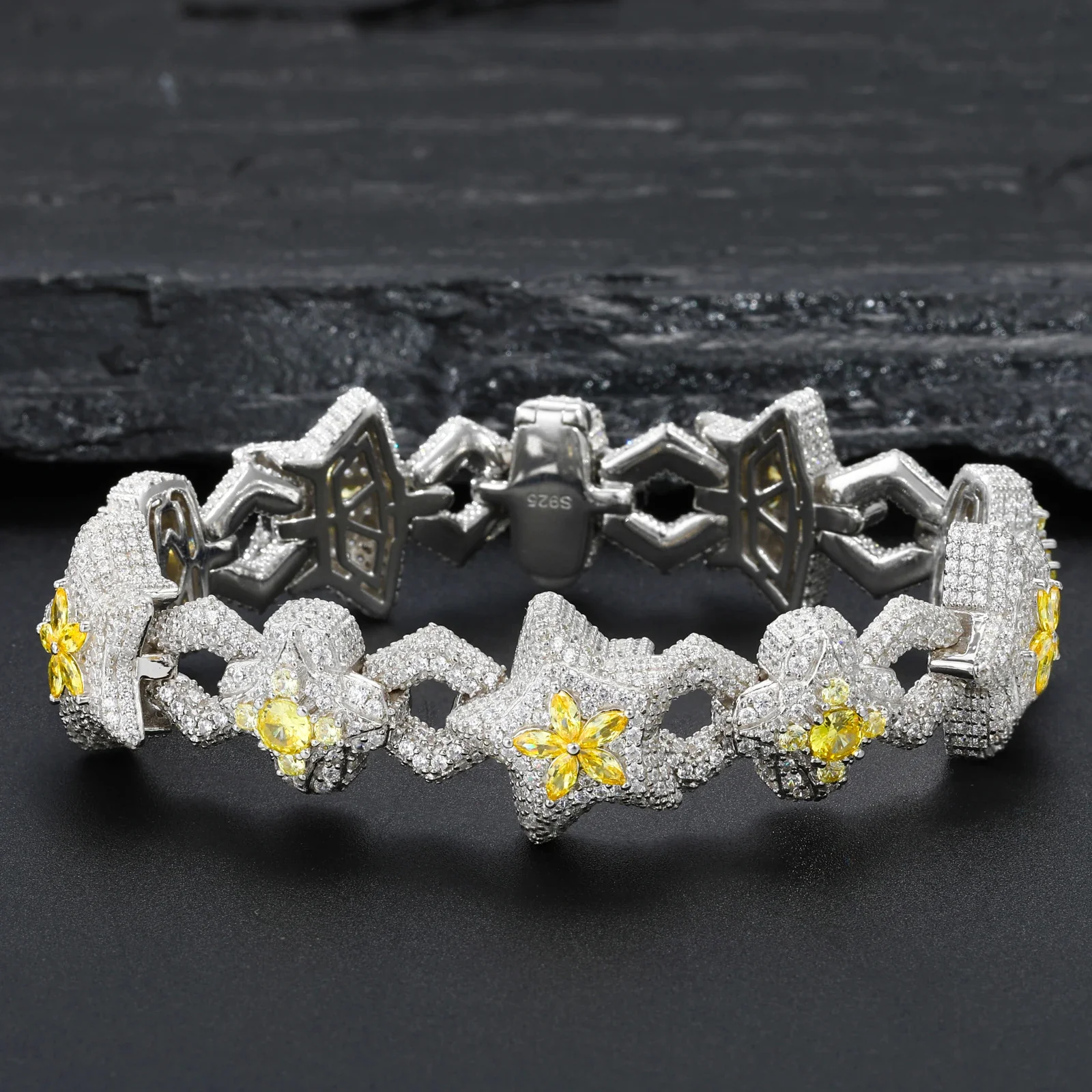 CELESTIAL BLOOM MOISSANITE STATEMENT BRACELET IN STERLING SILVER - Image 2