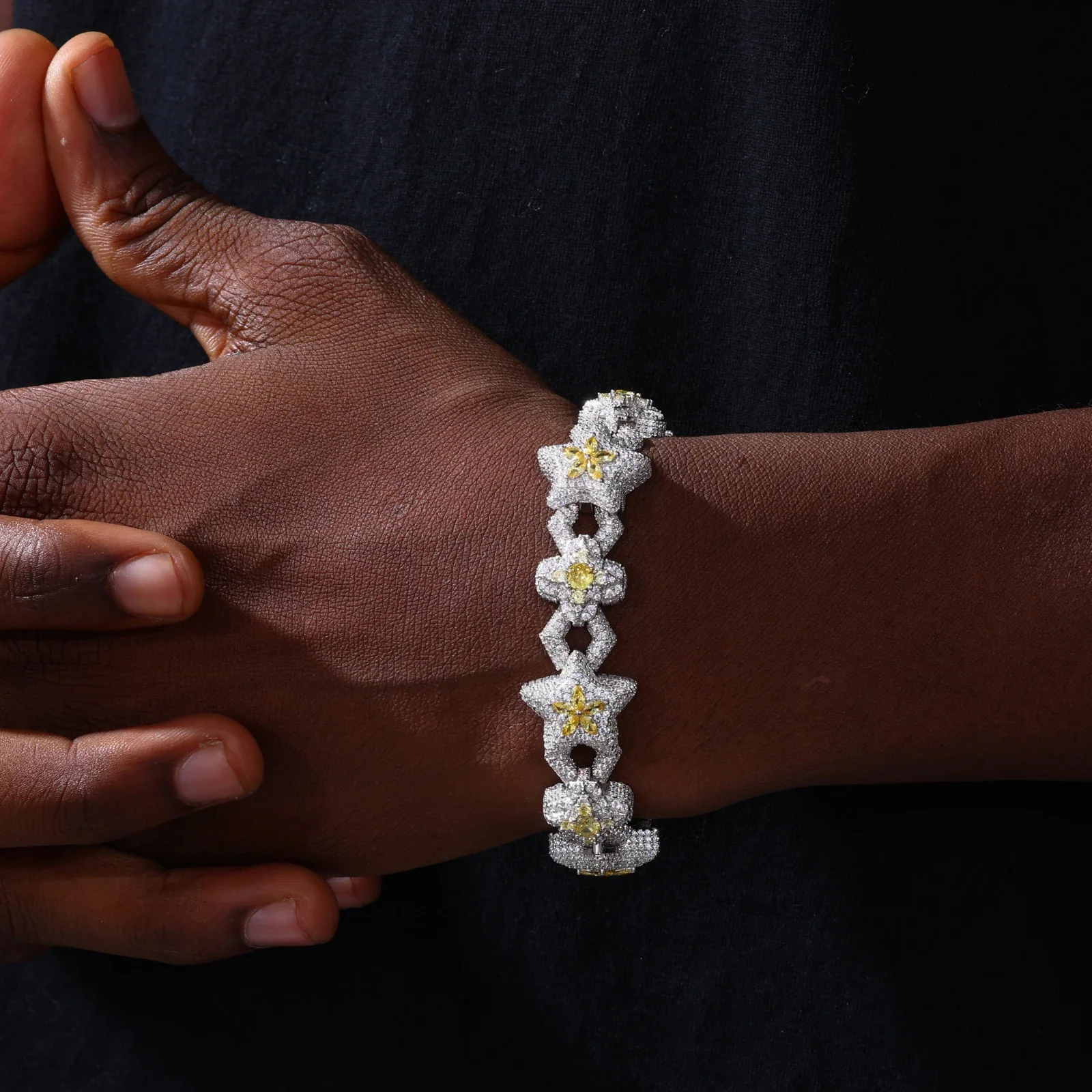 CELESTIAL BLOOM MOISSANITE STATEMENT BRACELET IN STERLING SILVER - Image 4