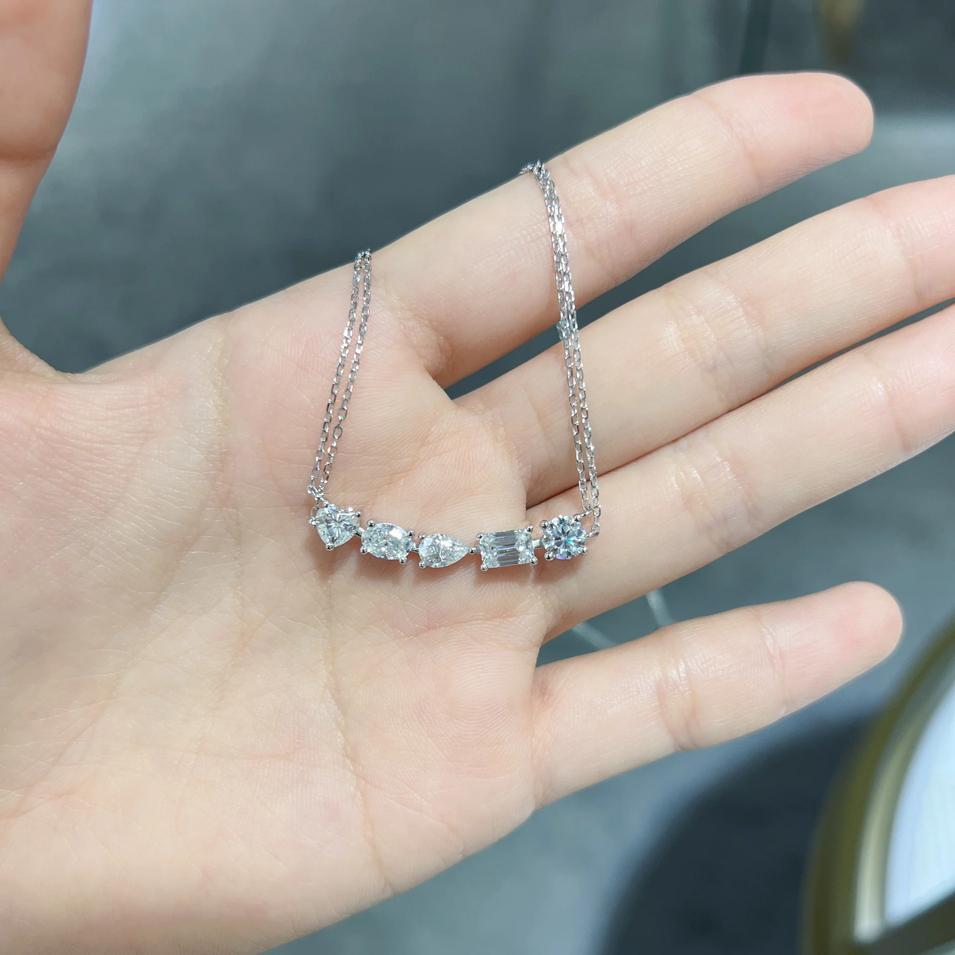 CELESTIAL MULTI CUT MOISSANITE PENDANT NECKLACE IN STERLING SILVER - Image 2