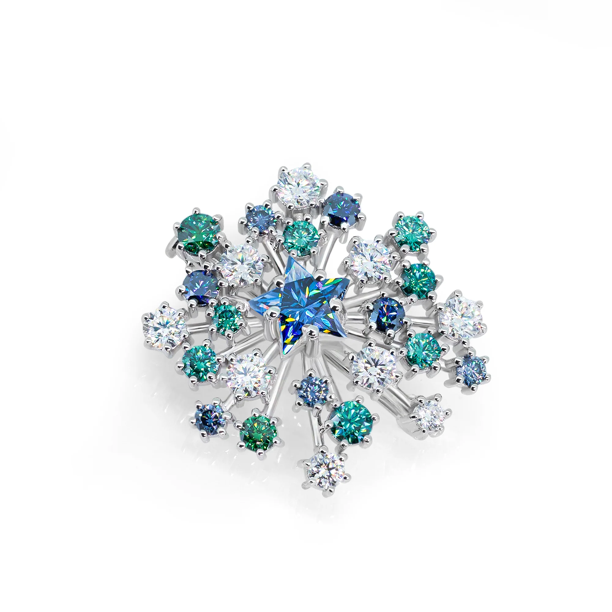 CELESTIAL STAR CLUSTER BROOCH IN STERLING SILVER - Image 4