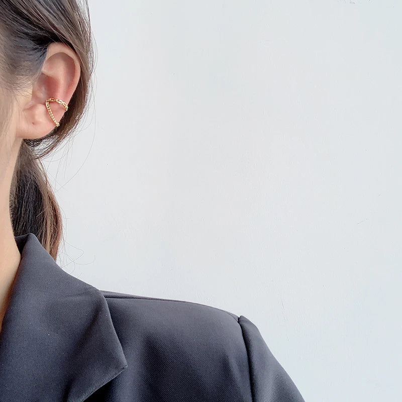 CHAIN DROP EAR CUFF EARRING IN STERLING SILVER - Image 5