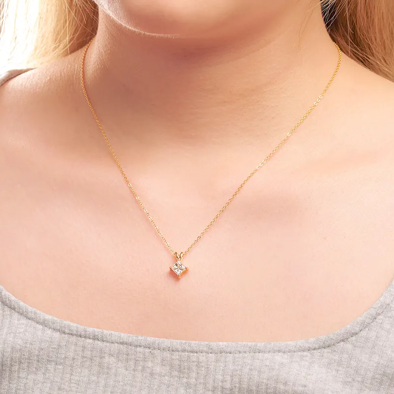 CLASSIC 1CT PRINCESS CUT MOISSANITE PENDANT NECKLACE IN STERLING SILVER - Image 4