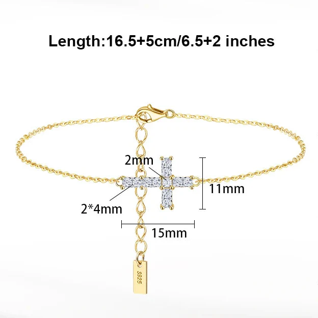 CLASSIC MOISSANITE CROSS CHAIN BRACELET IN STERLING SILVER - Image 7