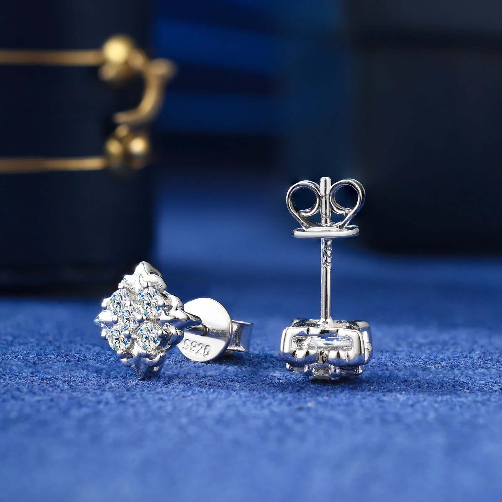 CLASSIC MOISSANITE DIAMOND IRIS STUD EARRINGS IN STERLING SILVER - Image 2