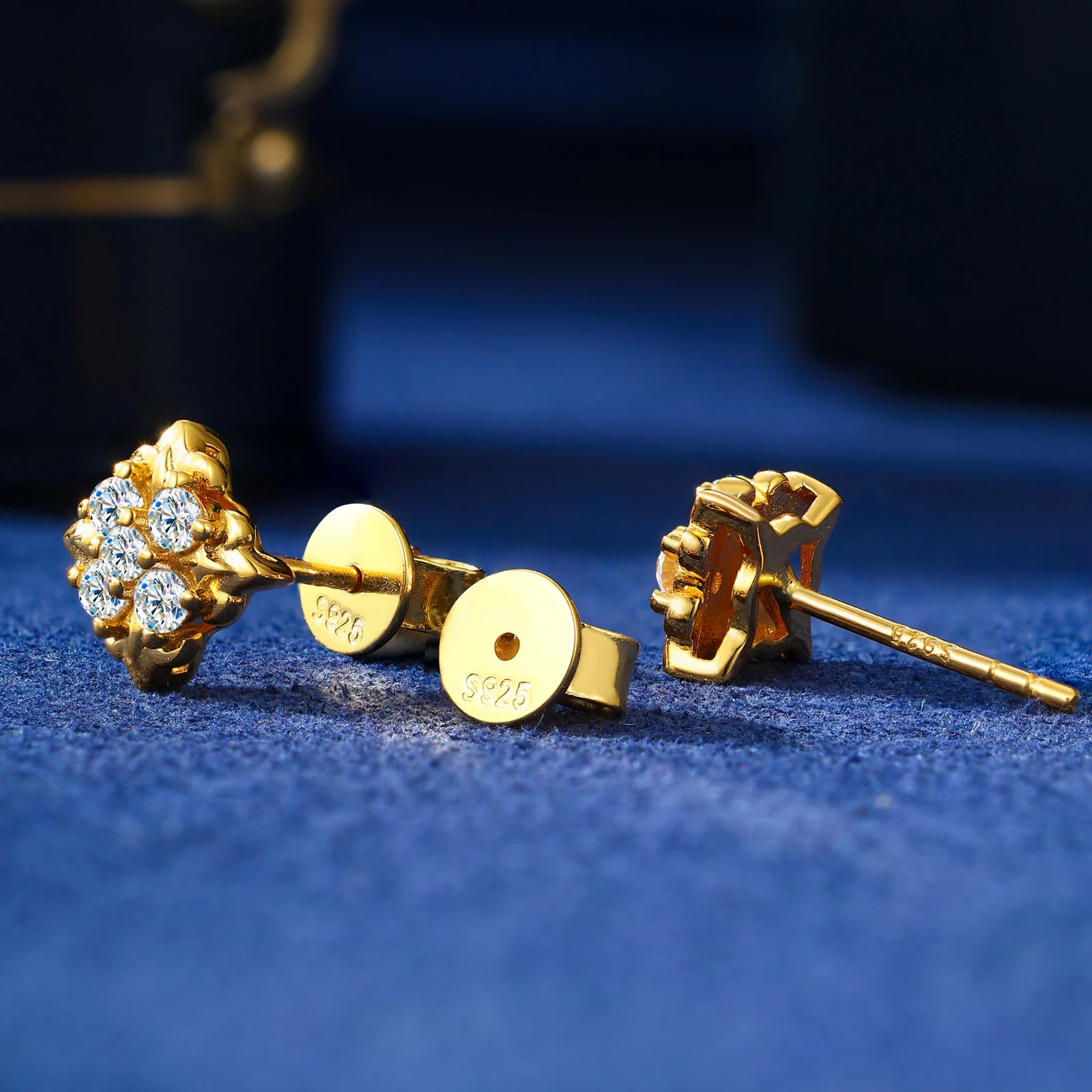 CLASSIC MOISSANITE DIAMOND IRIS STUD EARRINGS IN STERLING SILVER - Image 3