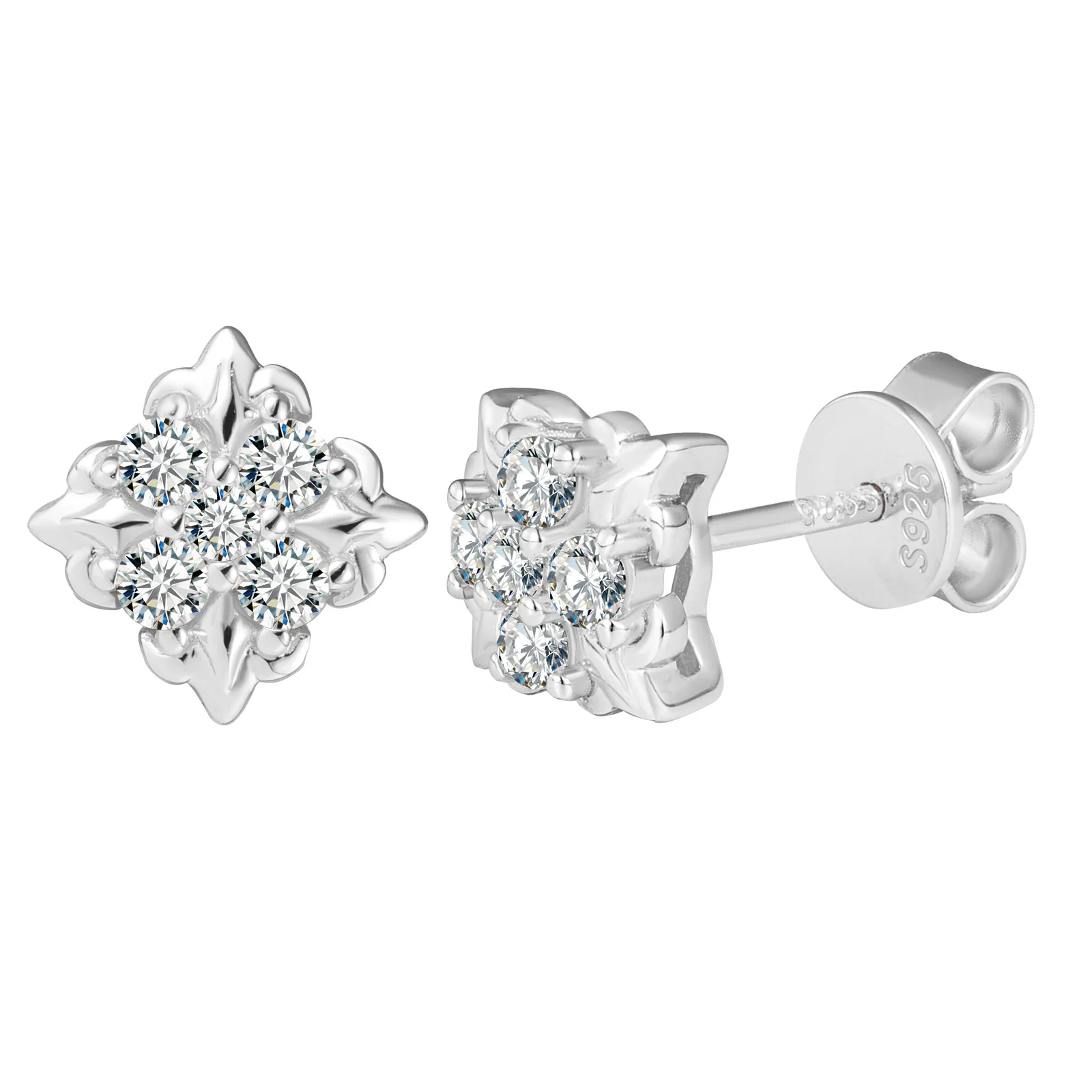 CLASSIC MOISSANITE DIAMOND IRIS STUD EARRINGS IN STERLING SILVER - Image 5