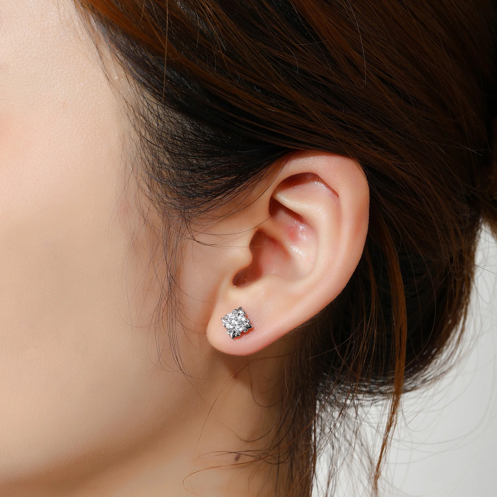 CLASSIC MOISSANITE DIAMOND IRIS STUD EARRINGS IN STERLING SILVER - Image 6