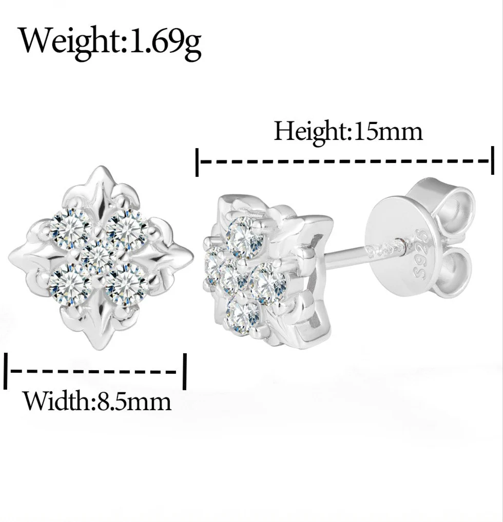 CLASSIC MOISSANITE DIAMOND IRIS STUD EARRINGS IN STERLING SILVER - Image 8