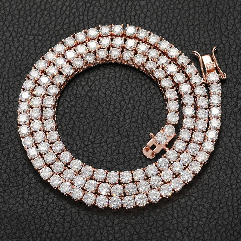CLASSIC MOISSANITE DIAMOND TENNIS CHAIN NECKLACE IN STERLING SILVER - Image 3