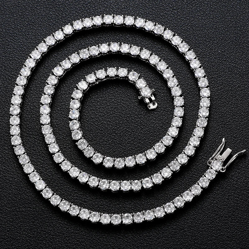 CLASSIC MOISSANITE DIAMOND TENNIS CHAIN NECKLACE IN STERLING SILVER - Image 4