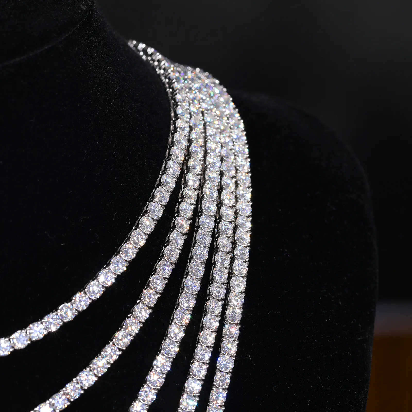CLASSIC MOISSANITE DIAMOND TENNIS CHAIN NECKLACE IN STERLING SILVER - Image 6