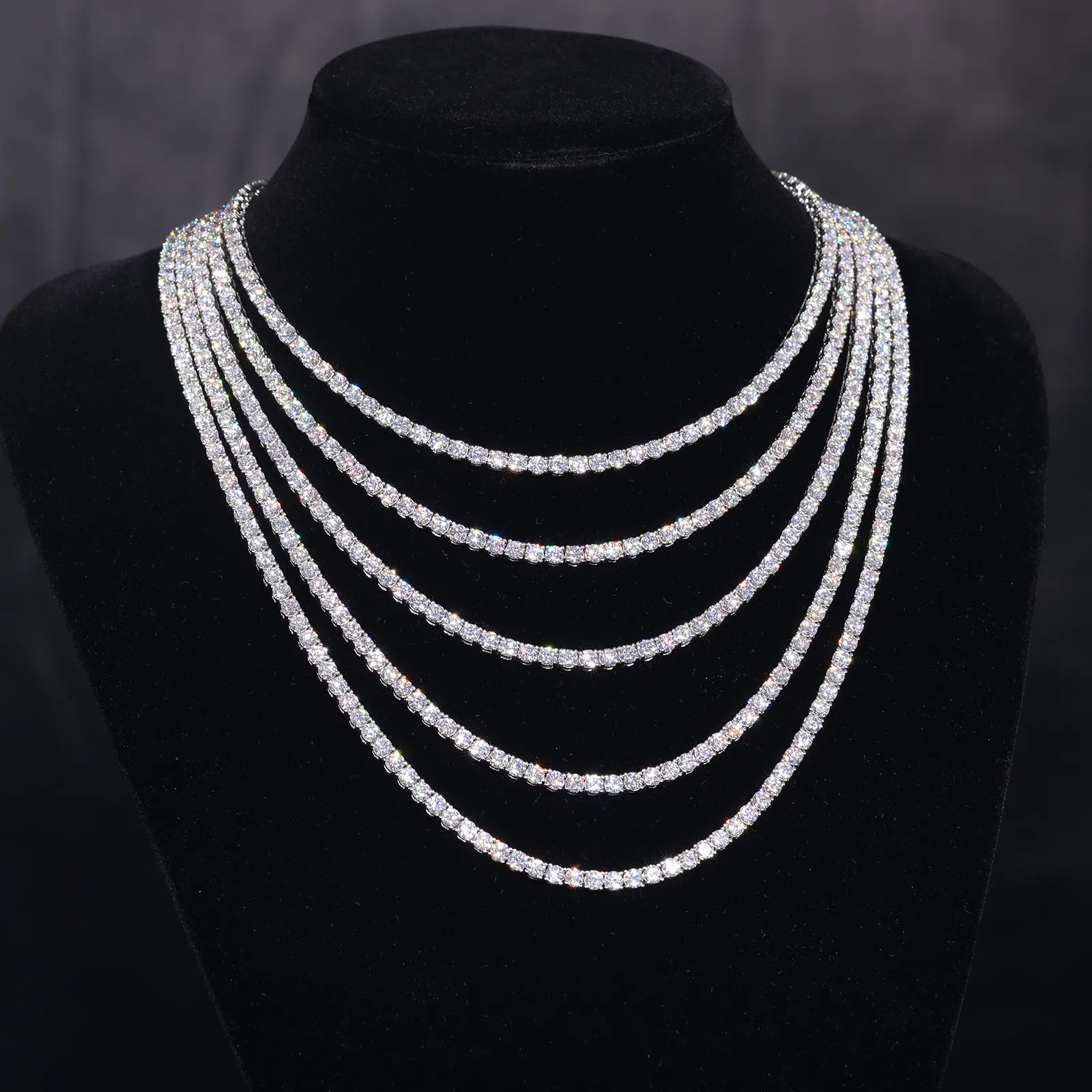 CLASSIC MOISSANITE DIAMOND TENNIS CHAIN NECKLACE IN STERLING SILVER - Image 7