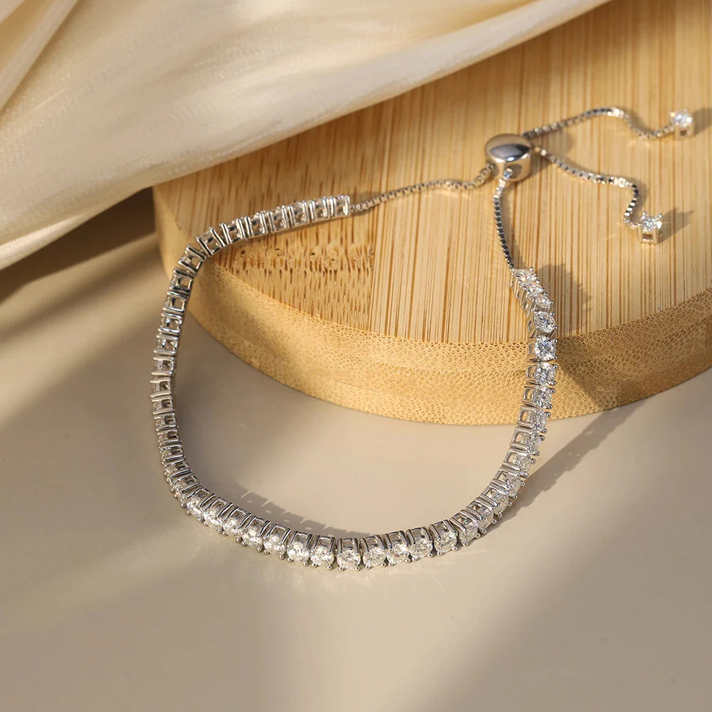 CLASSIC MOISSANITE TENNIS SLIDER BRACELET IN STERLING SILVER - Image 3